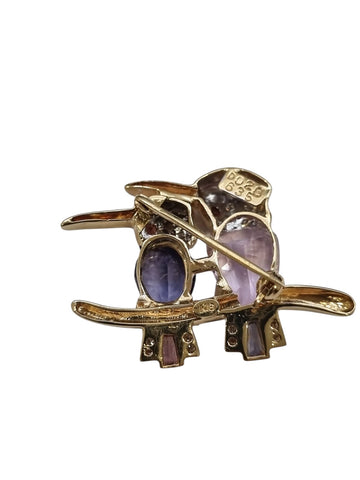 Kunzite & Iolite Diamond Brooch
